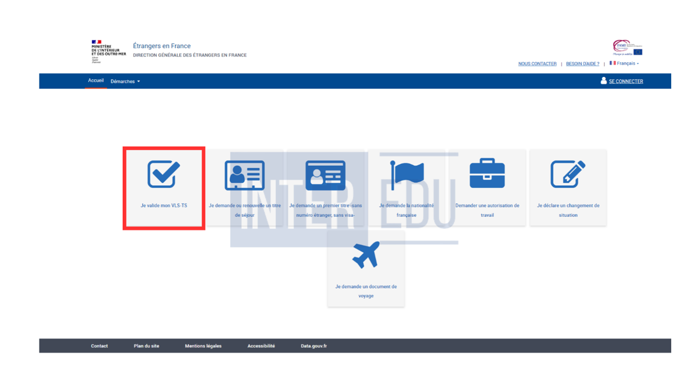 Click vào "Je valide mon VLS-TS" để bắt đầu xác thực visa